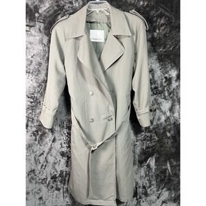 VTG‎ 80's/90's London Fog Trench Coat Size: 10p Sage Green Belted Lined Long